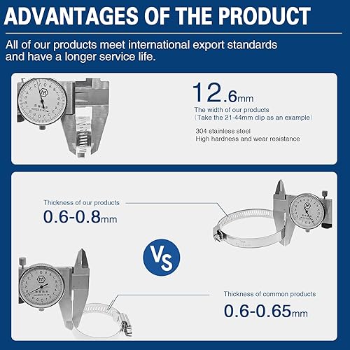 Miniatura 5 de Powbrace Abrazaderas de abrazadera de garganta 6-12 (304 todo acero) 0.315 in (paquete de 25), abrazaderas ajustables de acero inoxidable 304 son