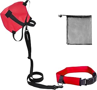 UCEDER Swim Parachute Resistance Training Set, Adjustable Swim Belt with Drag Parachute for Strength & Endurance,Swimming Resistance Training Equipment