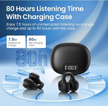 Clip On Earbuds,Open Ear Headphones Mini Bone Conduction Headphones IPX6 Waterproof Bluetooth Earbuds, Bluetooth 5.4 Ear Clip Earphones for Running Walking, Workout - Purple
