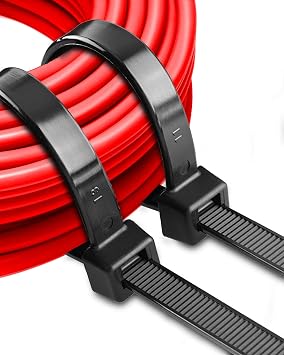 11 Inch Long Zip Ties 100 Pieces Heavy Duty UV Resistant 200lbs Cable Tie Wraps Black Industrial Zip Ties Thick Nylon Wire Ties Large Plastic Zipties for Cable Management, Outdoor Use
