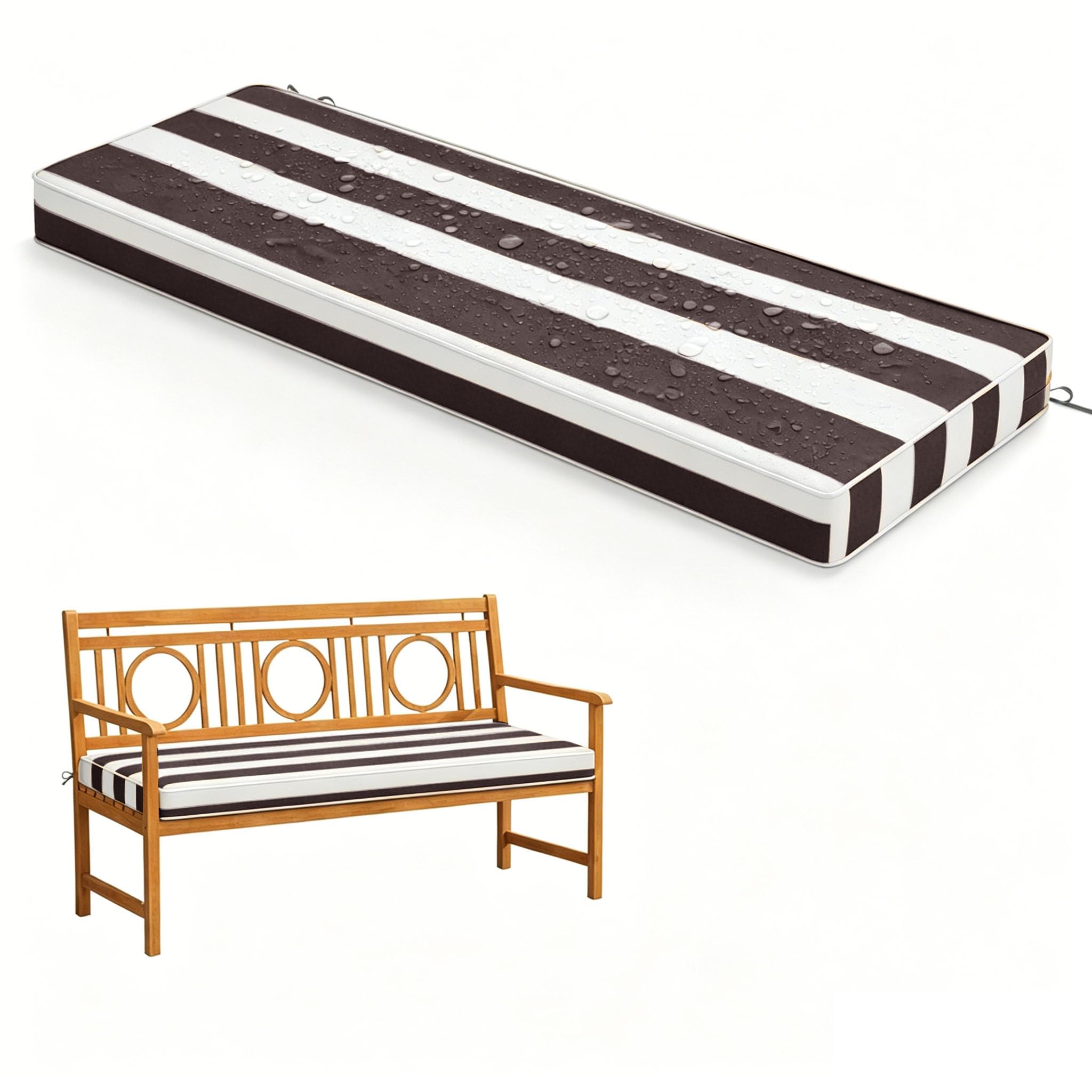 WLXFF stripe Waterproof Garden Bench Cushion Outdoor Swing Seating Pad Thick Foam Garden Furniture Pad Bench Cushions for Indoor Furniture Waterproof seat pads for garden chairs Indoor