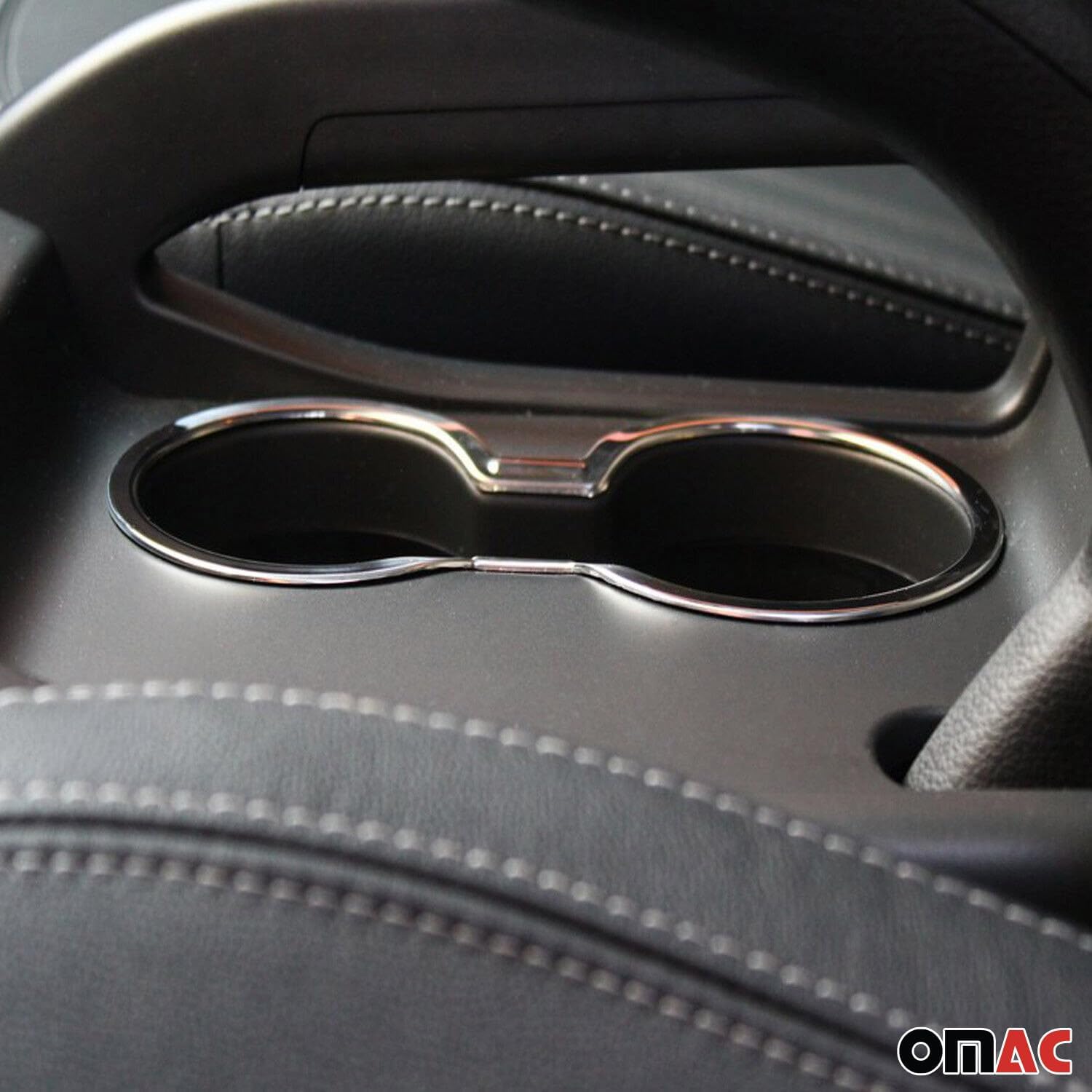 OMAC Cup Holder Frame Inner Molding Trim for Kia Sportage 2011-16 Stainless Steel 1Pc