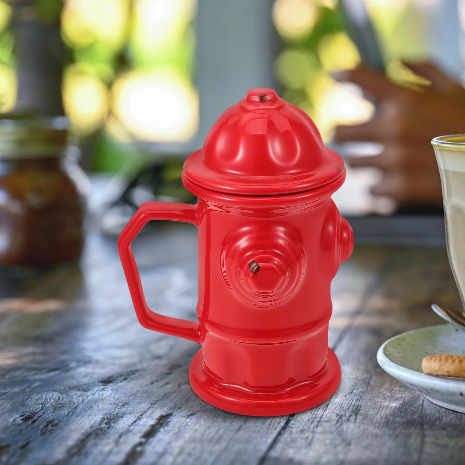 LALAFINA Feuerwehr Tasse aus Keramik 400ml mit Großem Henkel Eleganter Trinkbecher in Feuerwehrhydrant Form Vielseitig für Büro und Zuhause Geeignet