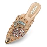 Mules for Women Flats Comfortable Soft Memory Foam Insole Cherry Pointed Rivet Mule Shoes