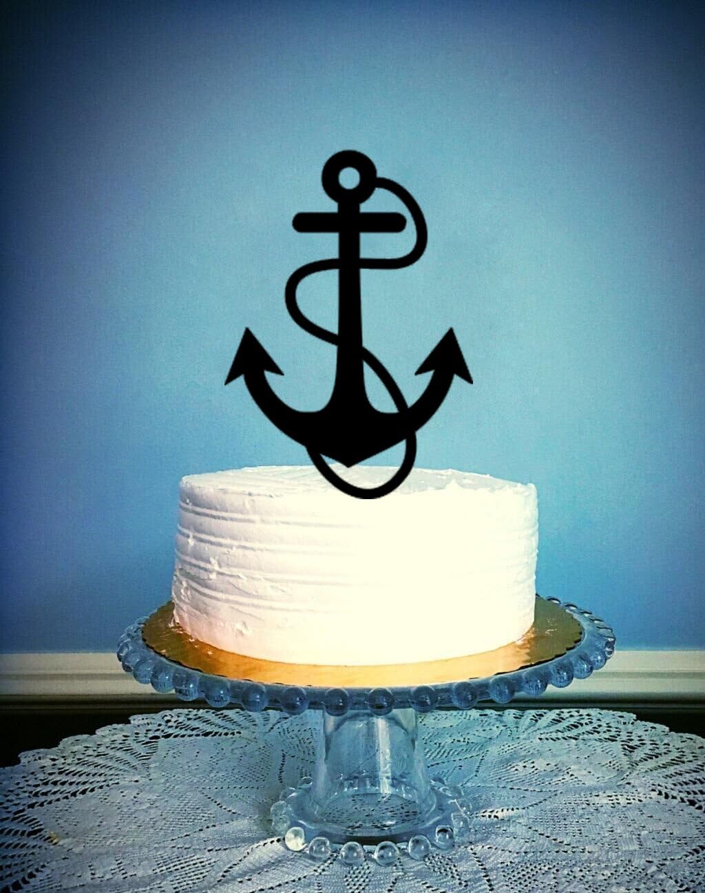 Romantic Rustic Wedding Cake Decor, Anchor with Rope Wedding Cake Topper - Nautical Beach Cake Topper.