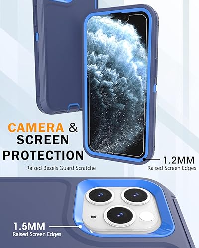 Miniatura 4 de Designed for iPhone 11 Pro Max Case 3-in-1 Full Body Rugged Protection Belt Clip Kickstand with 2 Screen Protectors, Heavy Duty Military Grade Drop