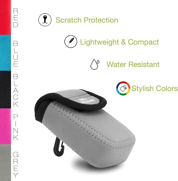 MegaGear نيكون كولبيكس W300، AW130، ريكو WG-30 W، WG-50 خفيفة للغاية النيوبرين حالة الكاميرا، مع حلقة تسلق - رمادي - MG1277، رمادي