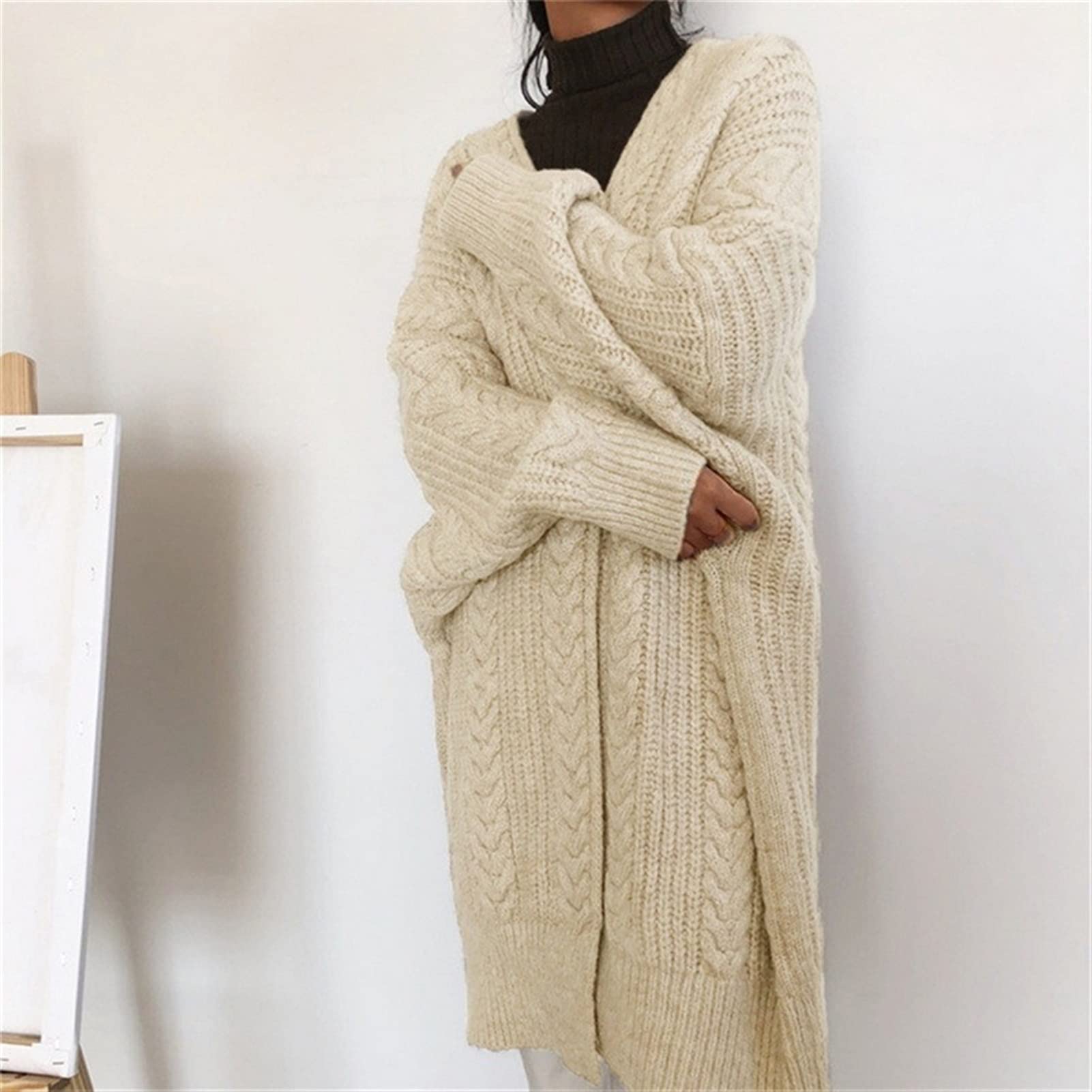 Nowy Casual Długi Sweter Z Dzianiny Topy Damskie Luźny Sweter W Stylu Vintage Solidny Sweter Oversize Modne Ciuchy Sweater