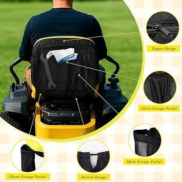 Lawn Mower Seat Cover for Bolens G272 / G274 19831989, Oxford Fabric Tractor Seat Cover with Pockets, Water-Resistant & Anti-Slip Seat Protector for Garden Tractor
