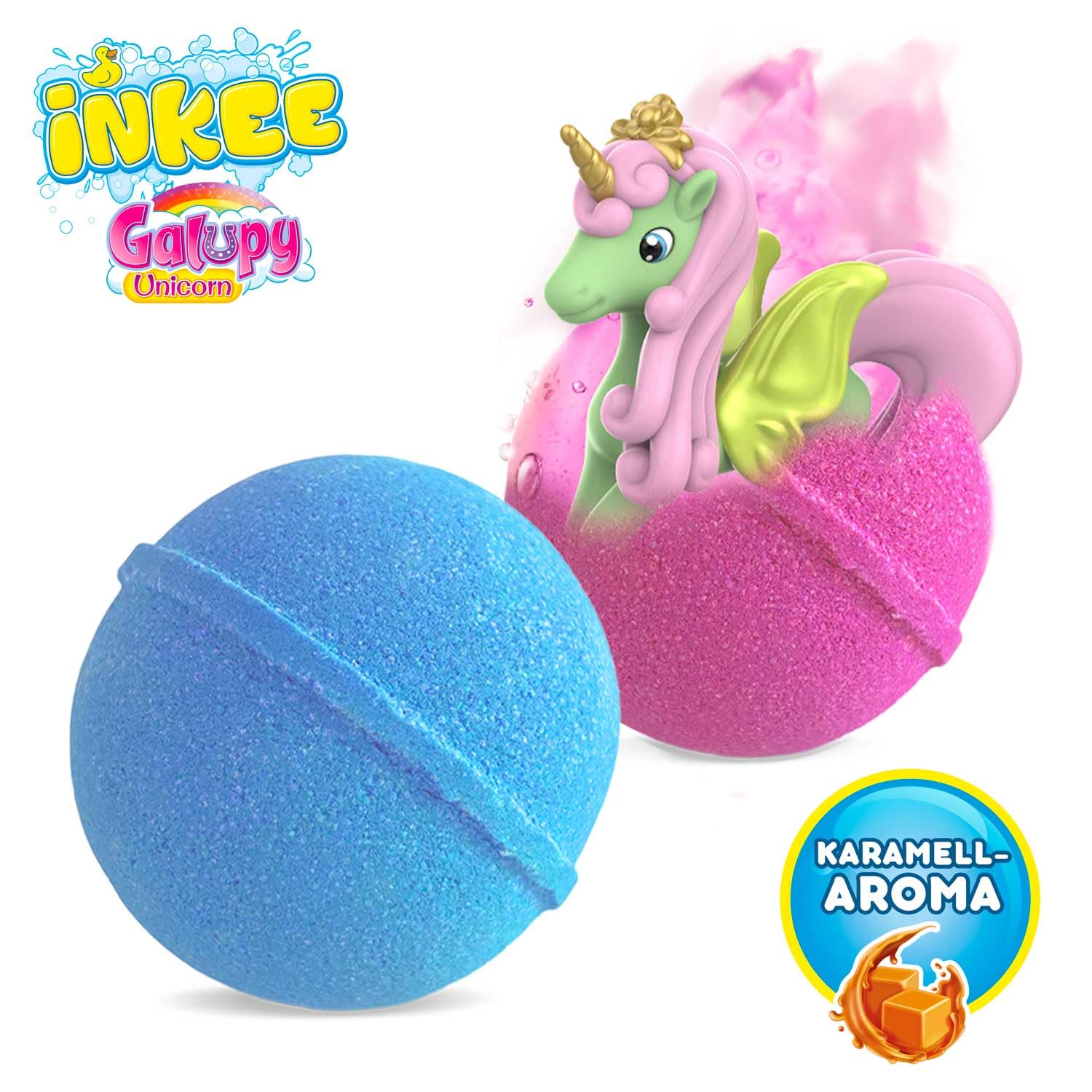 INKEE Pack de 5x Bombes de Bain enfant GALUPY UNICORN Boule de bain avec surprise à l'intérieur - Jouet de bain Licorne
