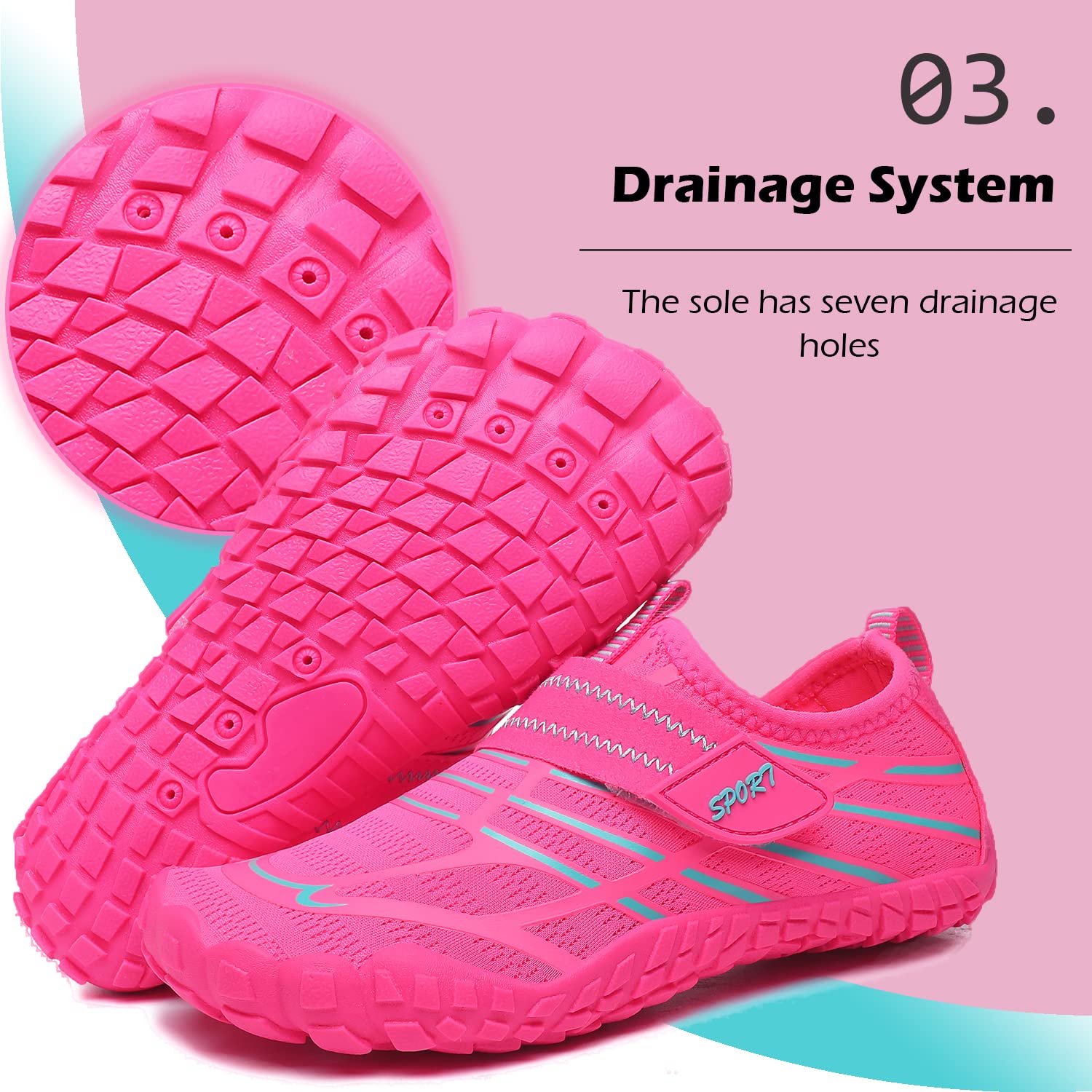 Chaussures d'eau Enfants Garçons Filles Séchage Rapide Antidérapant Pieds Nus Chaussures Plage Piscine Surf Sport Chaussures de Bain Aquatiques