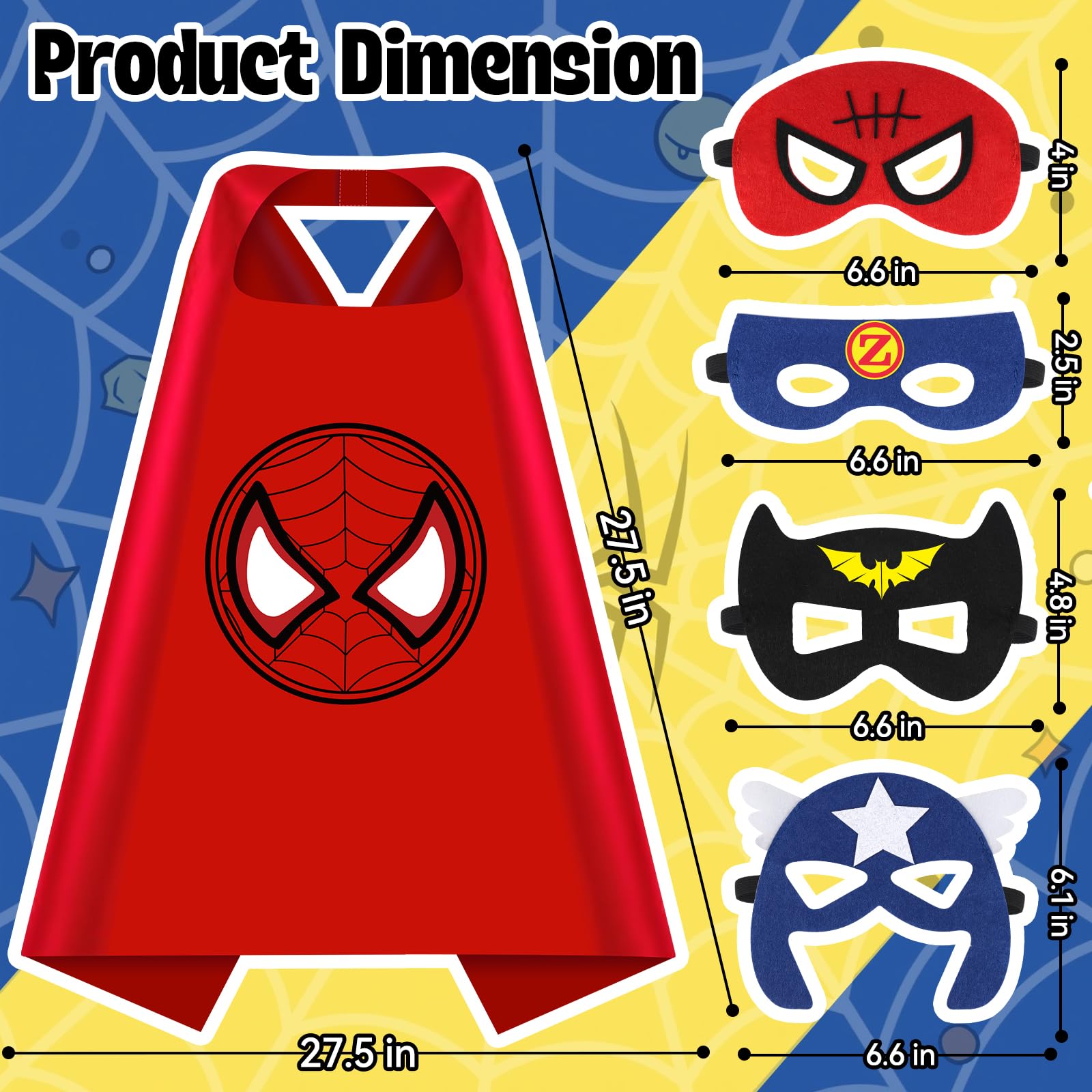 Superhero Capes for Kids, Halloween Costumes for Boys with Masks Dress Up Set for Cosplay Party Halloween Christmas Gifts Toys for Boys Kids Toddler 3 4 5 6+