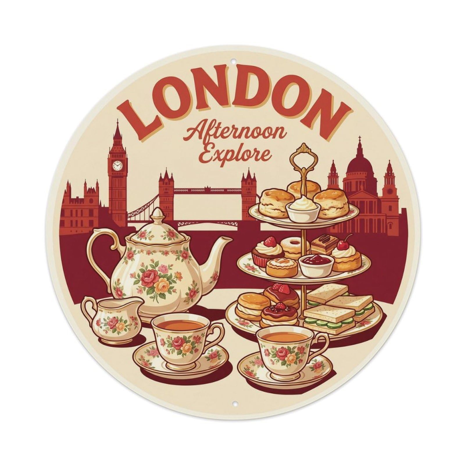 Fqcyn Style Vintage Travel London Afternoon Explore Metal Tin Sign