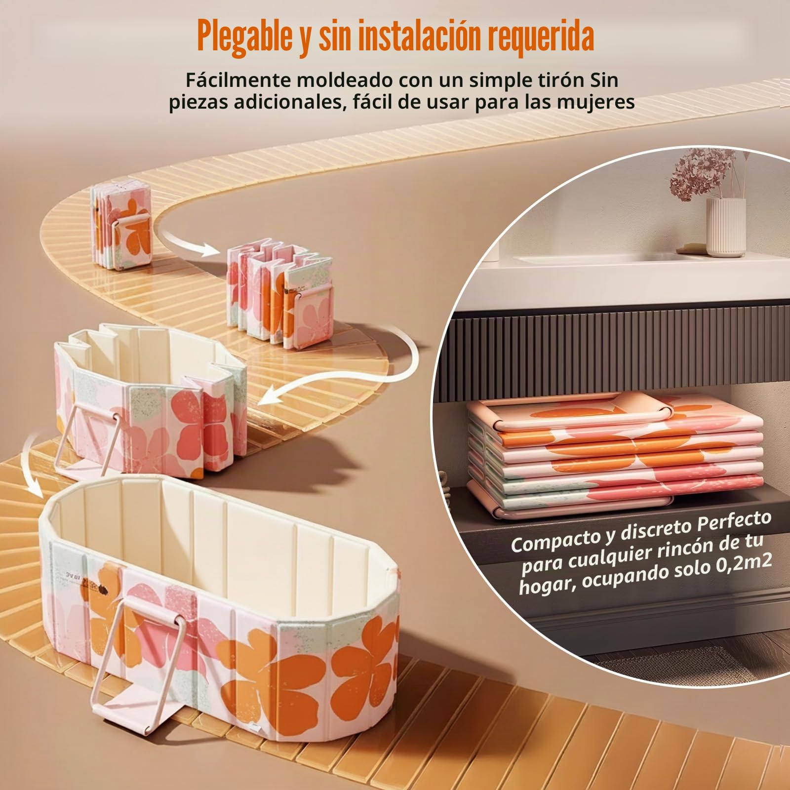 Bañera portátil para adultos: bañera de asiento plegable no inflable para mayor comodidad y relajación, bañera de hielo caliente para interiores o exteriores