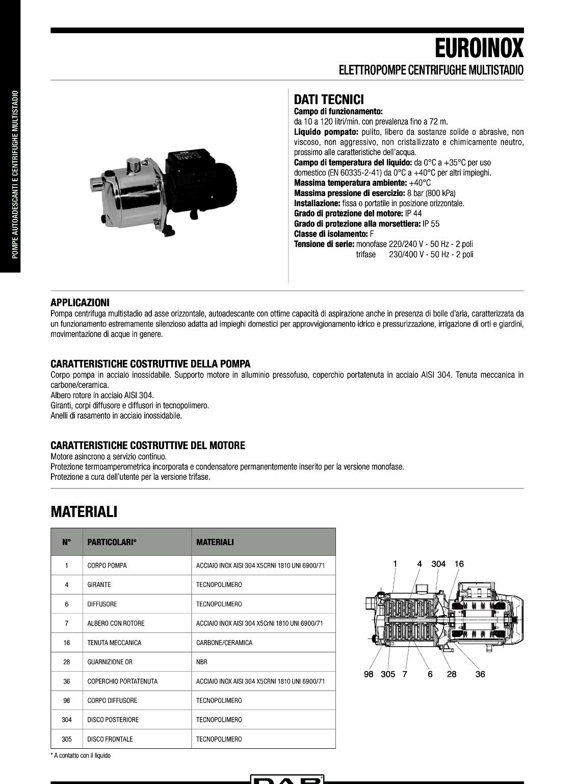 DAB Pompe multicellulaire Euro-INOX 50/50 M