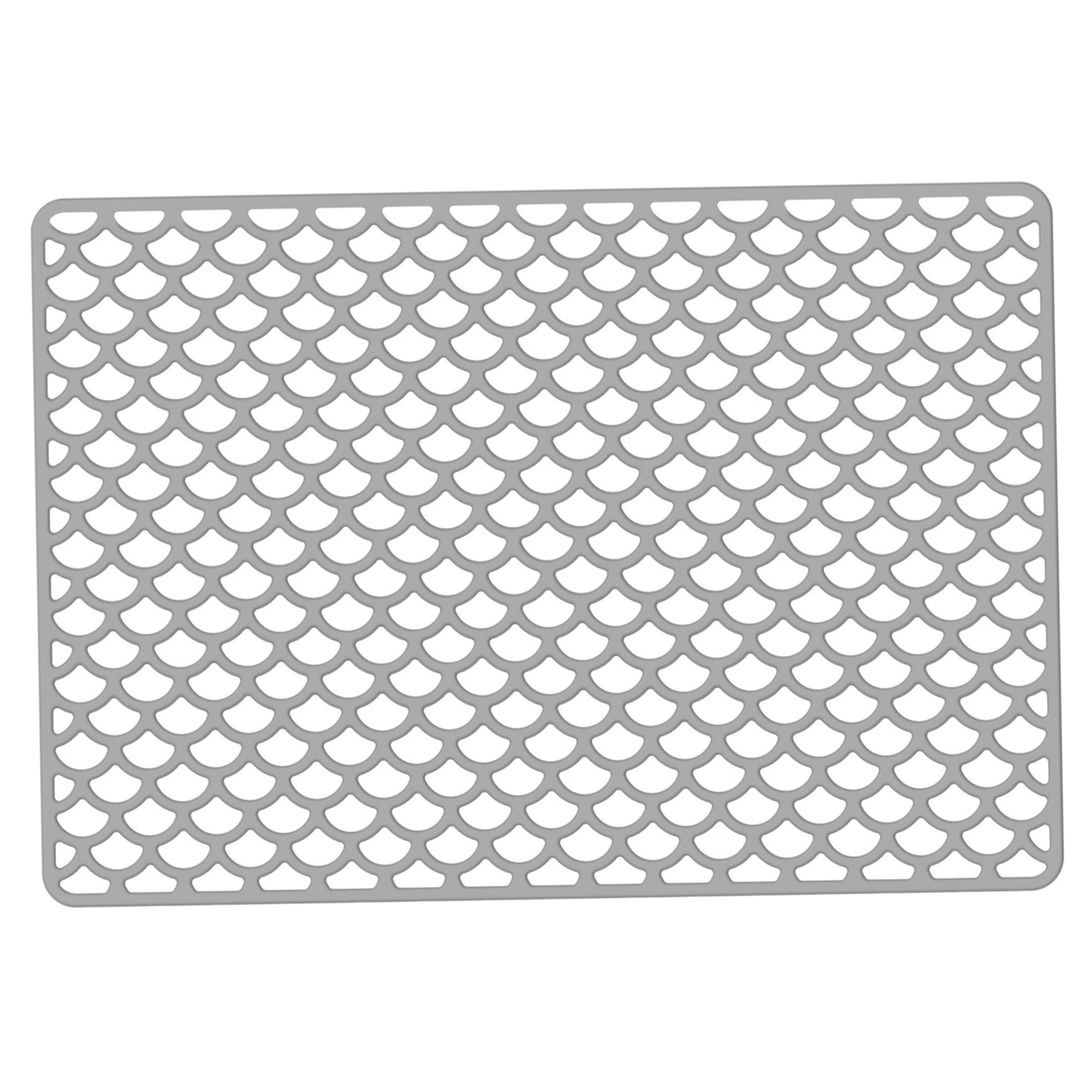 Monwssoe Sink Mats, Sink Protector Mat, Heat Resistant Protector Scratch-Resistant Multi-function Silicone Mat for Insulation, Draining, Light Gray (18x12.5 Inch)