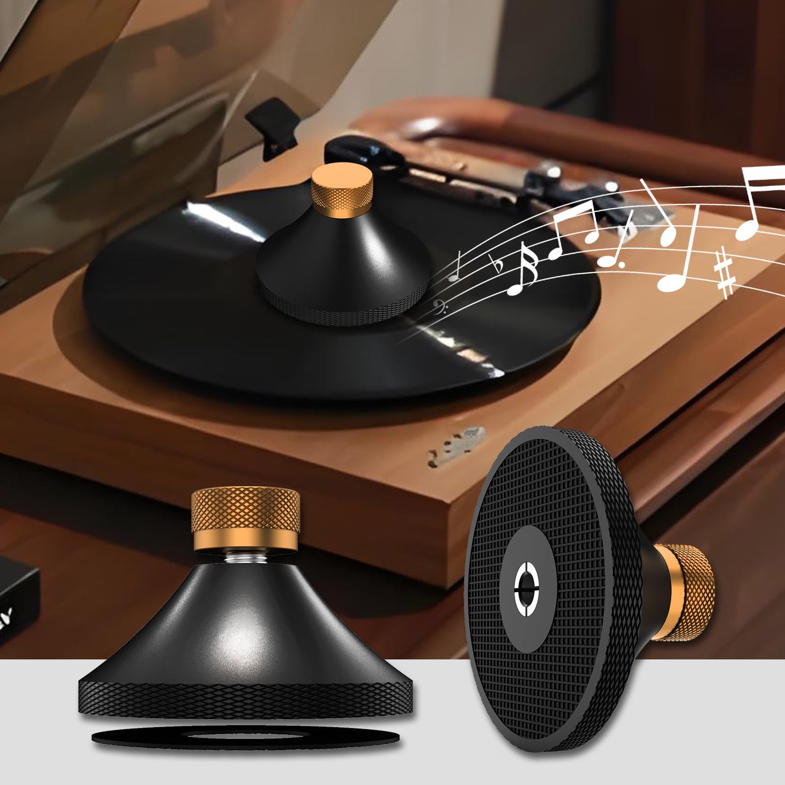 Estabilizador de registro de peso de disco, abrazaderas giratorias de peso para tocadiscos de vinilo de grado audiófilo, reductor de vibración, estabilizador de gama alta