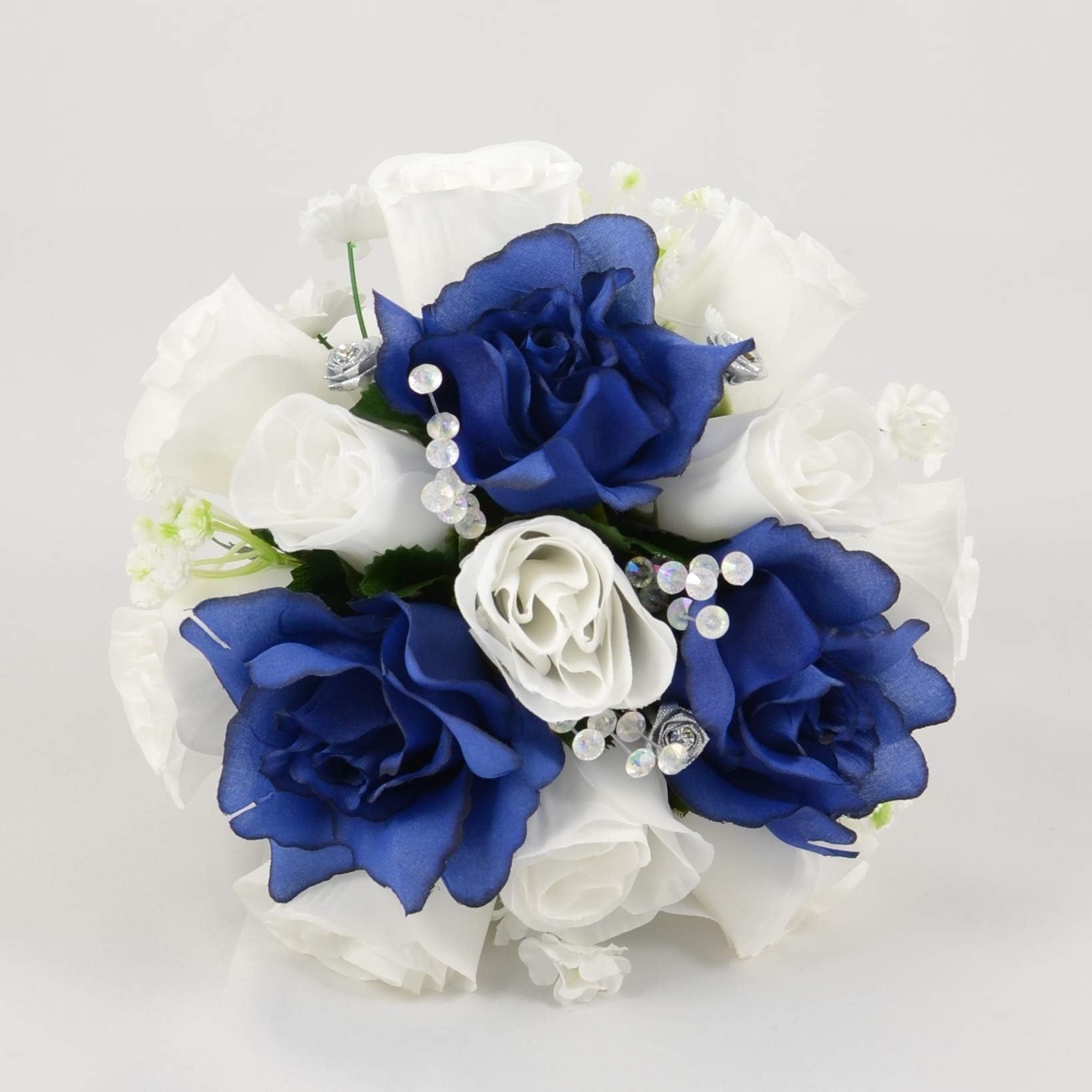 PETALS POLLY FLOWERSSilk Wedding Flowers Hand-made by Petals Polly, BRIDESMAIDS POSY, NAVY BLUE/WHITE