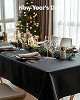 Vista 7 de Pureegg Mantel de plástico desechable, paquete de 10 manteles de 54 x 72 pulgadas, decoraciones de fiesta de Halloween, decoración Summerween, Negro