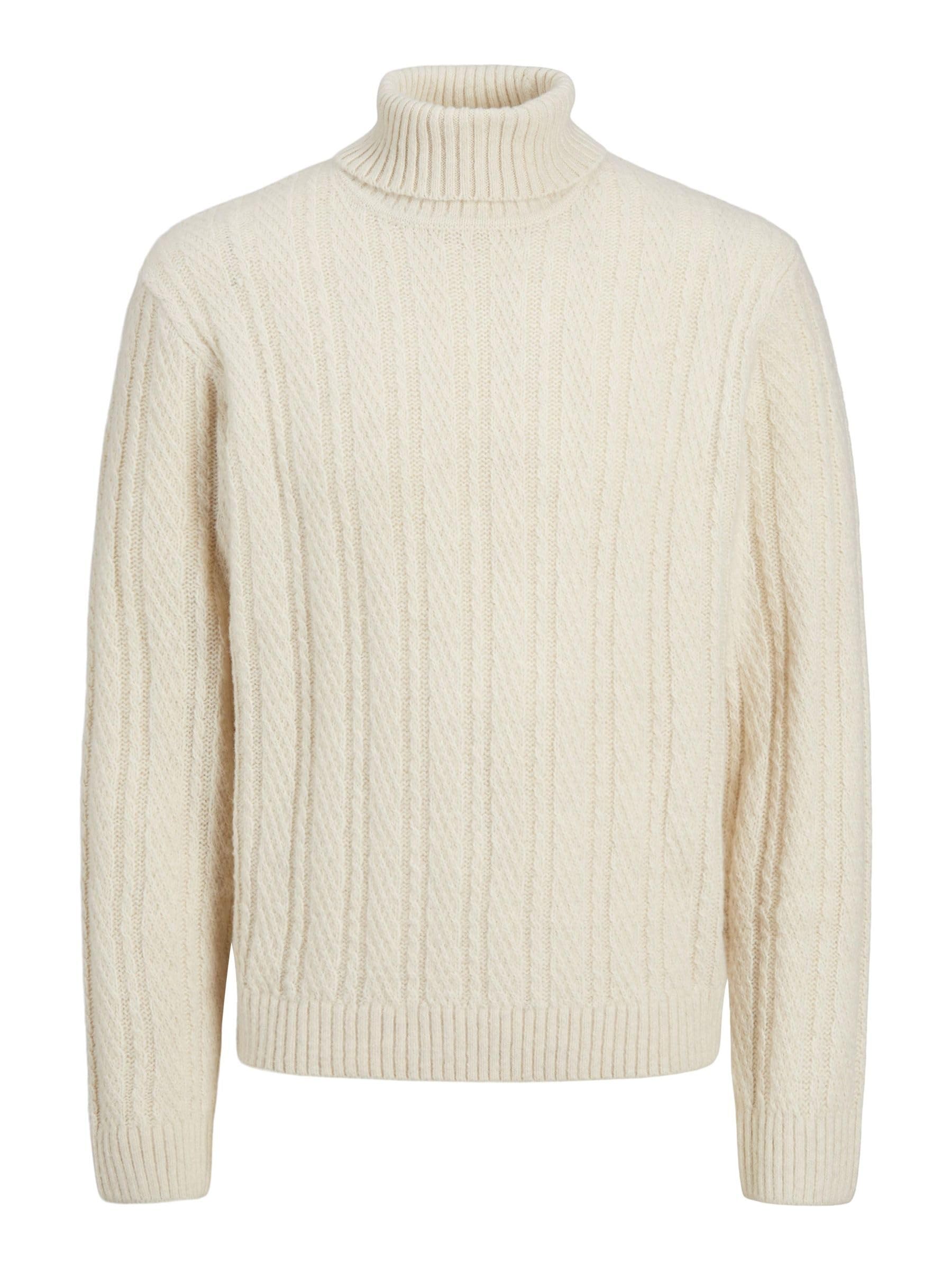 Jack & Jones Men's Summer Sand Turtleneck Pullover Plain Turtleneck Sweater, /Detail: Melange, S