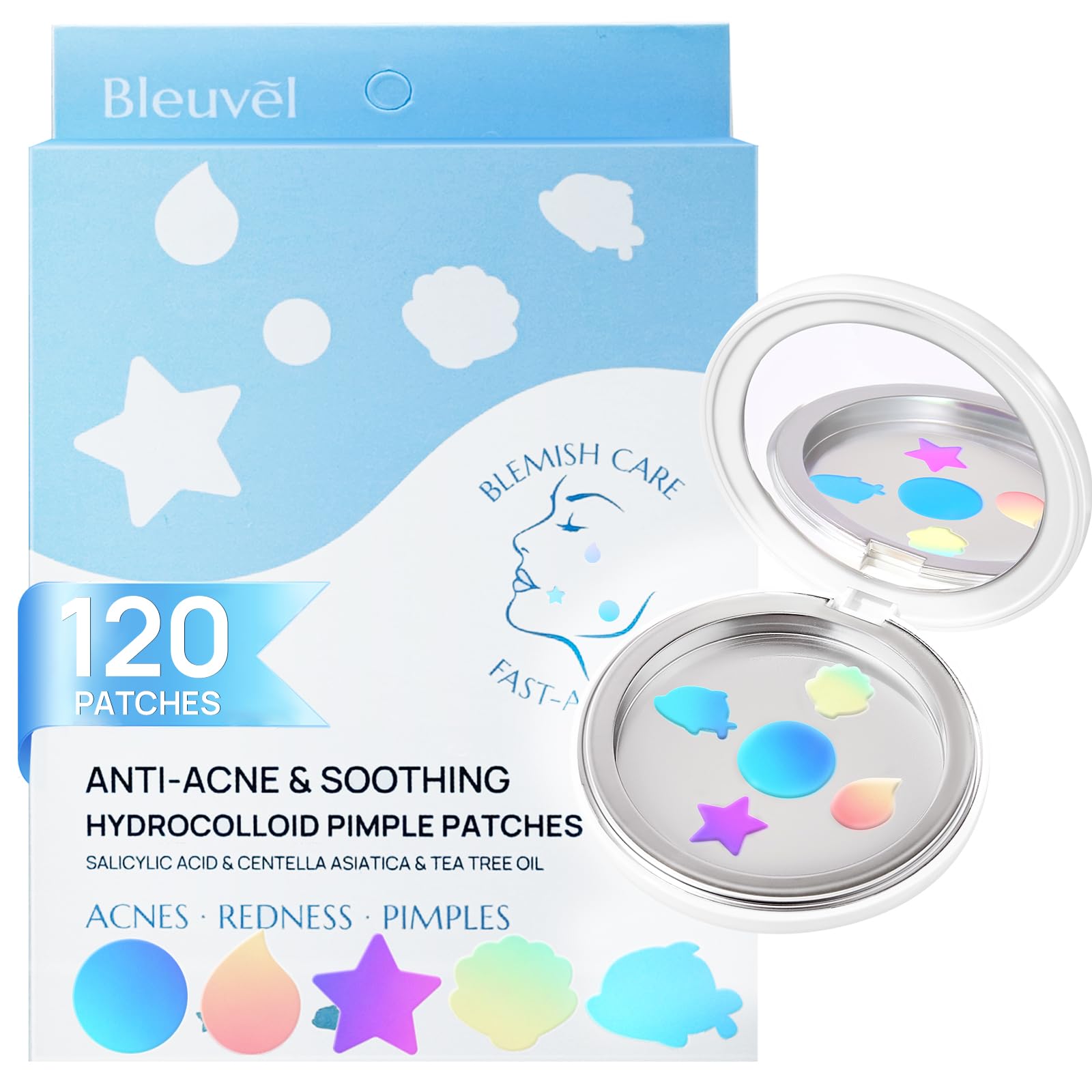 Pimple Patches for Face - Colorful Hydrocolloid Acne Patches with Salicylic Acid Tea Tree Oil Centella 3 Sizes