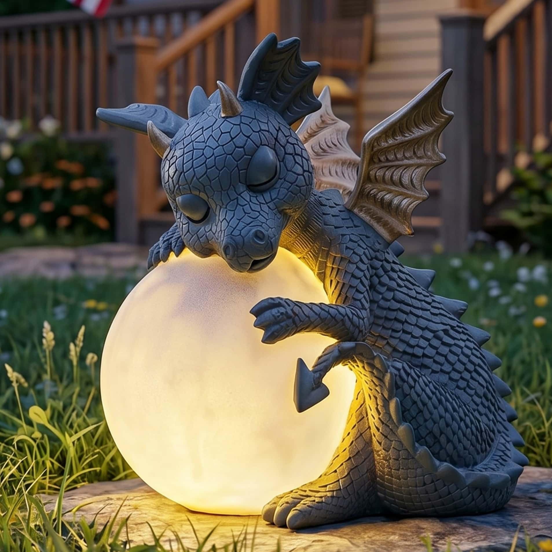 Dragon de jardin solaire pour illuminer une pelouse et une cour de caractère