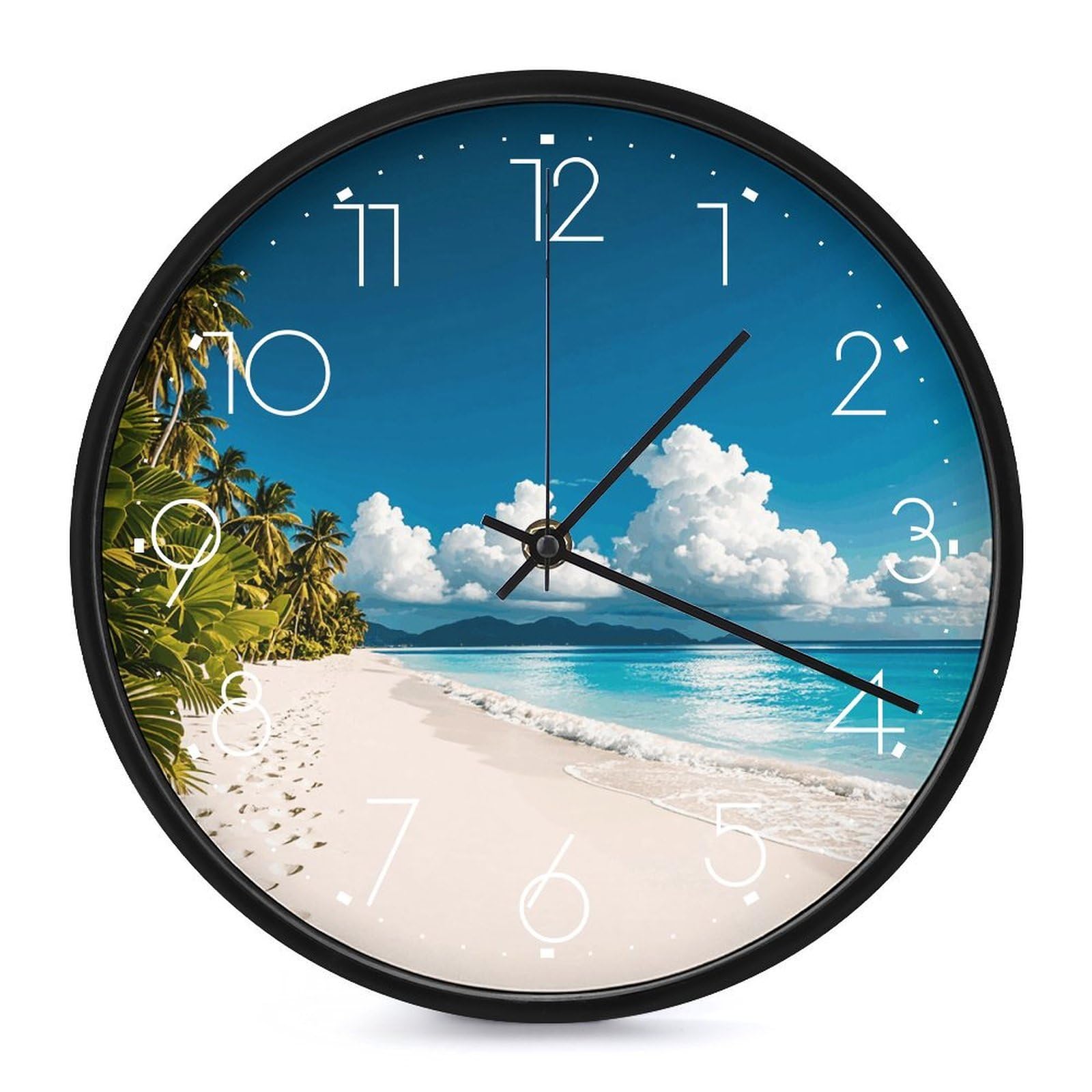 Horloge murale blanche tropicale pour salon moderne et bureau calme