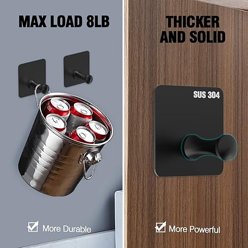 Miniatura 10 de Quavzotu Ganchos autoadhesivos para toallas, sin clavos, ganchos adhesivos impermeables resistentes, ganchos para toallas para bata, ganchos para