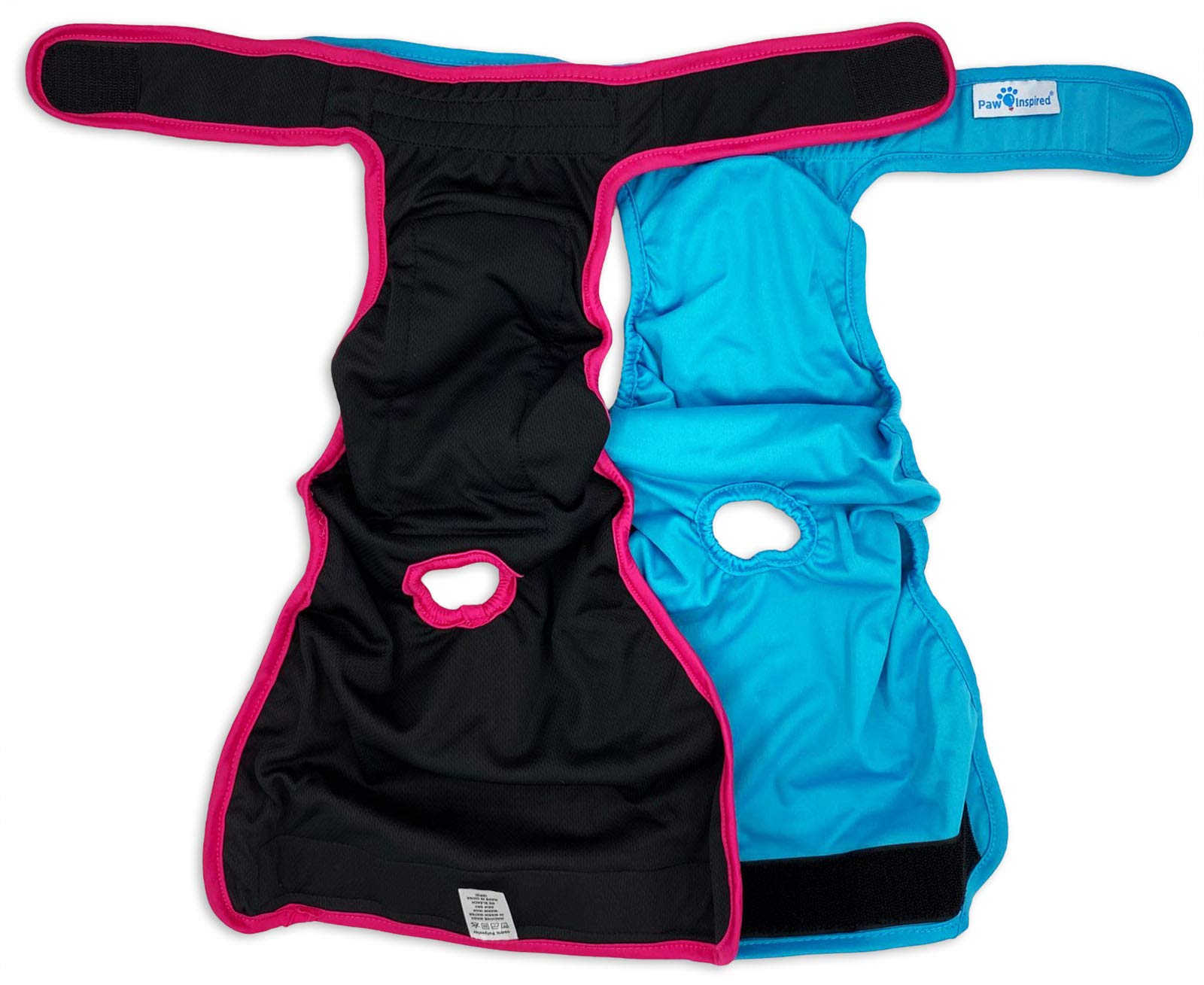 Paw Inspired Pañales lavables para perros, forro surtido y negro, grande, paquete de 2 | Pampers de tela reutilizable para perros hembras para entrenamiento de orinal, calor, incontinencia, viajes