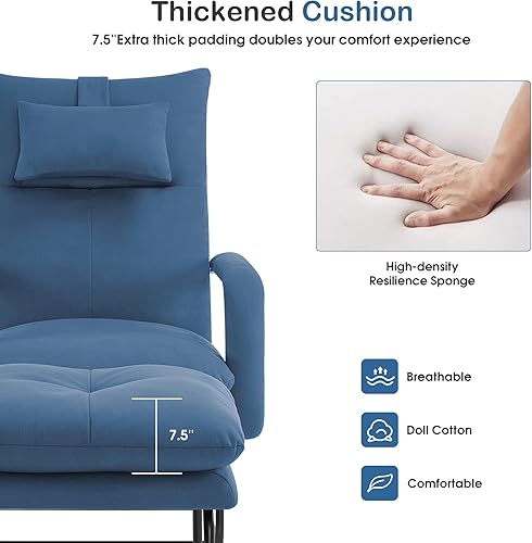 Miniatura 9 de MCombo Sillones reclinables decorativos con otomana, sillones tapizados con respaldo ajustable, sofá individual para sala de estar y dormitorio 4233