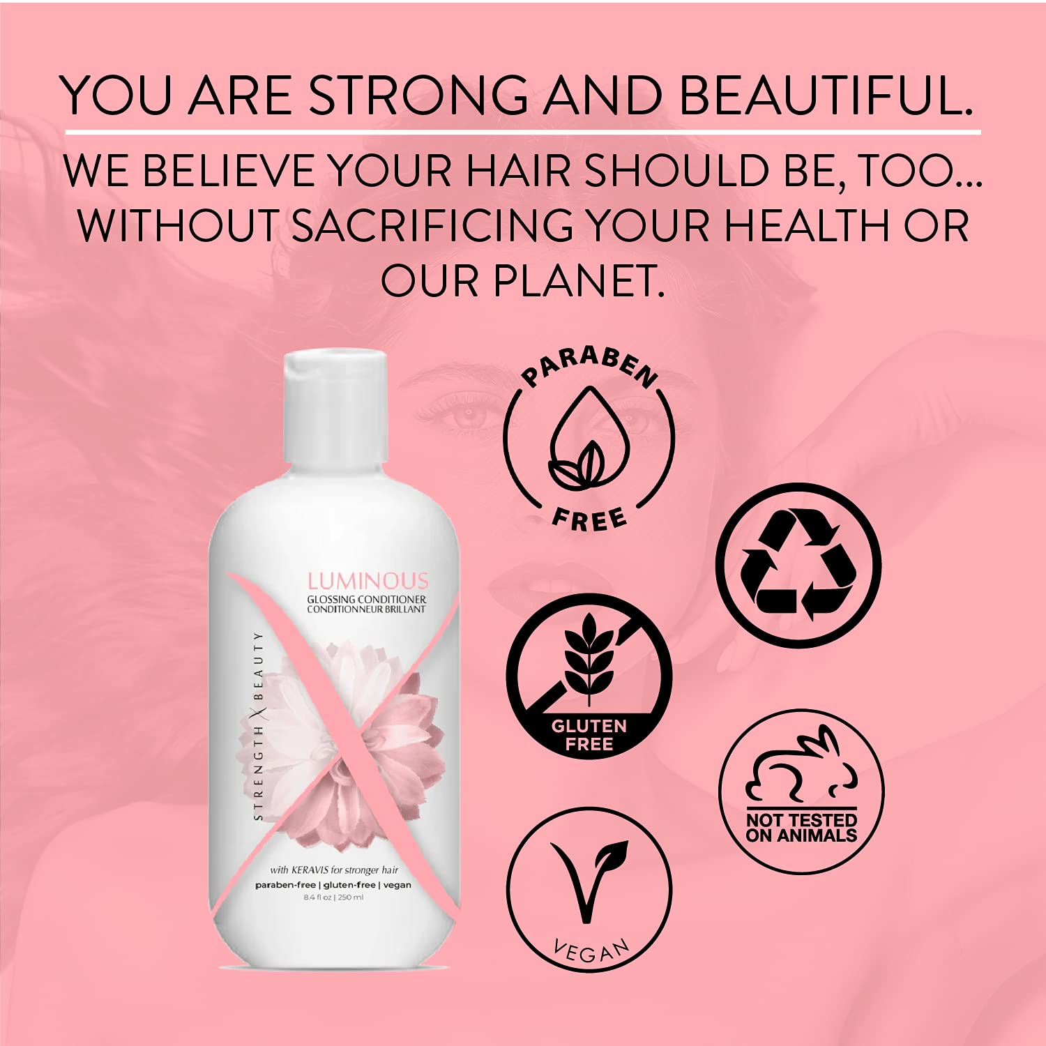 Luminous Glossing Conditioner - Moisturizing Instant Detangler for Shine & Volume - Vegan Paraben-Free Formula w/Keravis PE (8.4 oz. salon size)