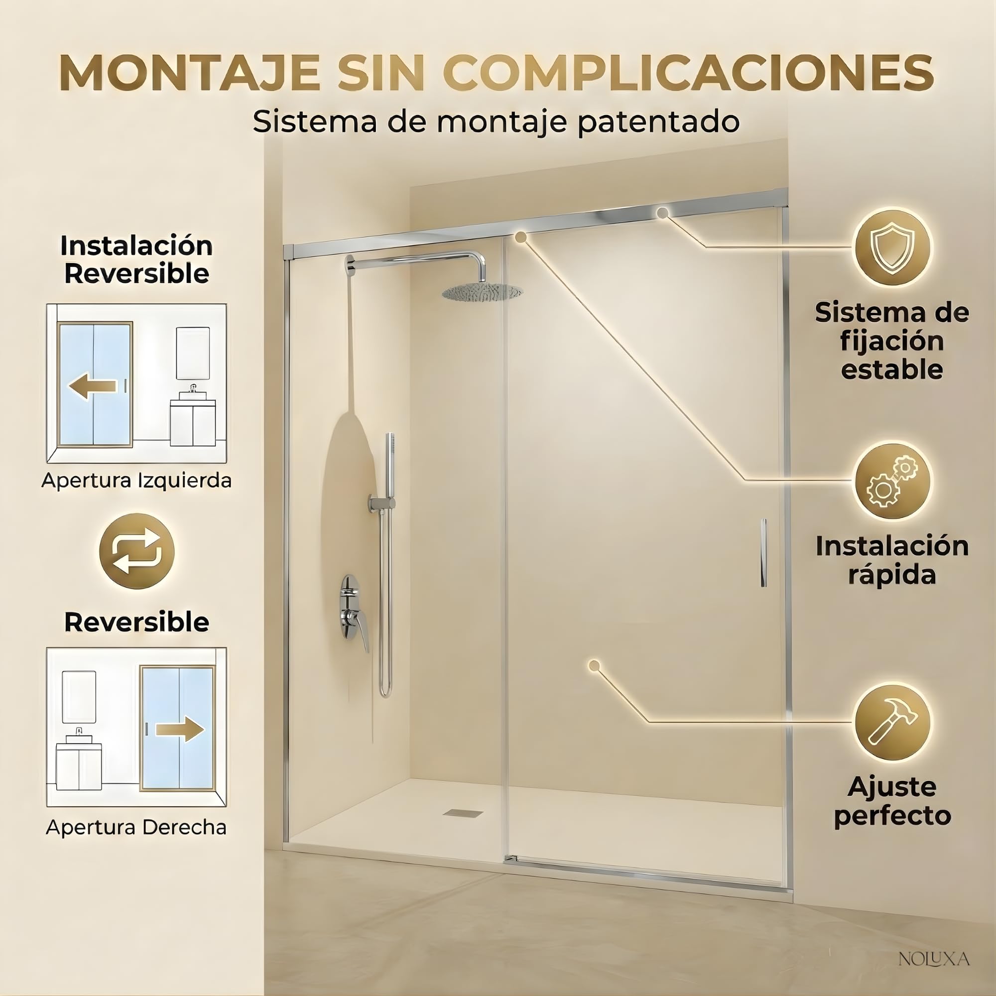 IMEX - Mampara Ducha Frontal 1 Fija + 1 Corredera 160cm Cromada | Mampara de Cristal Reversible con Ancho Adaptable 156 a 161 cm | Perfilería de Aluminio con 195cm de Altura y Cristal Templado Antical