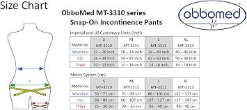 ObboMed MT-3312G New Larger Leg Circumference Snap-On Reusable Washable, Waterproof Incontinent Underpants, Cover-up Diaper for Patients, Elders, Adult Men and Women White (L: 34 40 inches)