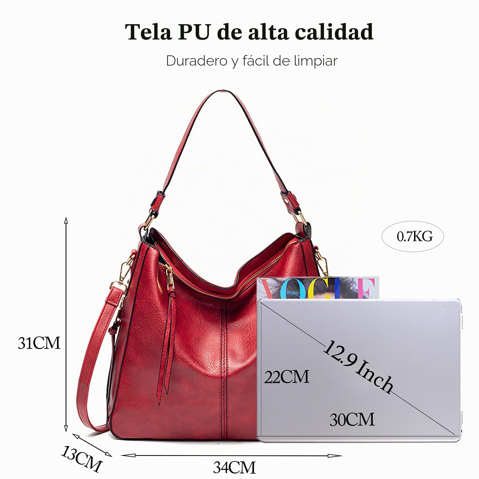 FANDARE Bolsos de Mujer Bolsos Hobo Bolso Bandolera Bolso de Hombro Bolso Tote Cuero PU Bolso Shopper Bolso de Mano Bolso Convertible de Mochila para Trabajo Escuela Viaje Bolsos Cruzados