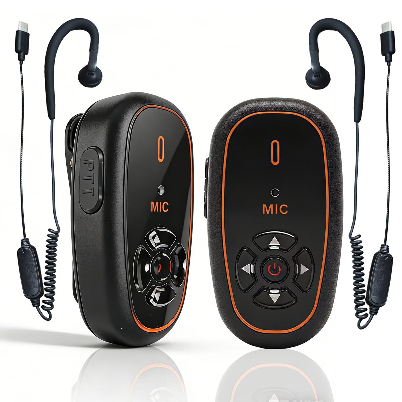 T-M12 Mini Funkgerät mit Headset KI-Sprachsteuerung Hände Frei | Typ-C Wiederaufladbarer 16 Kanäle 28g Leicht Mini Walkie Talkies für Gastronomie Einzelhandel Outdoor Reisen (2 Stück)