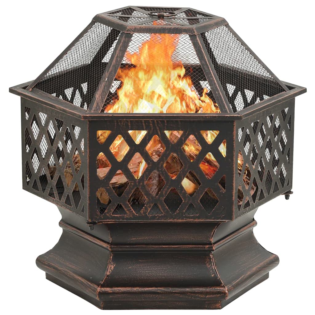 Rustykalne palenisko z pokerem, 62 x 54 x 56 cm, XXL, stalowe, składane, palenisko na zewnątrz, ogród, patio, grzejnik, grill, miska kempingowa, grill z pokerem, ruszt