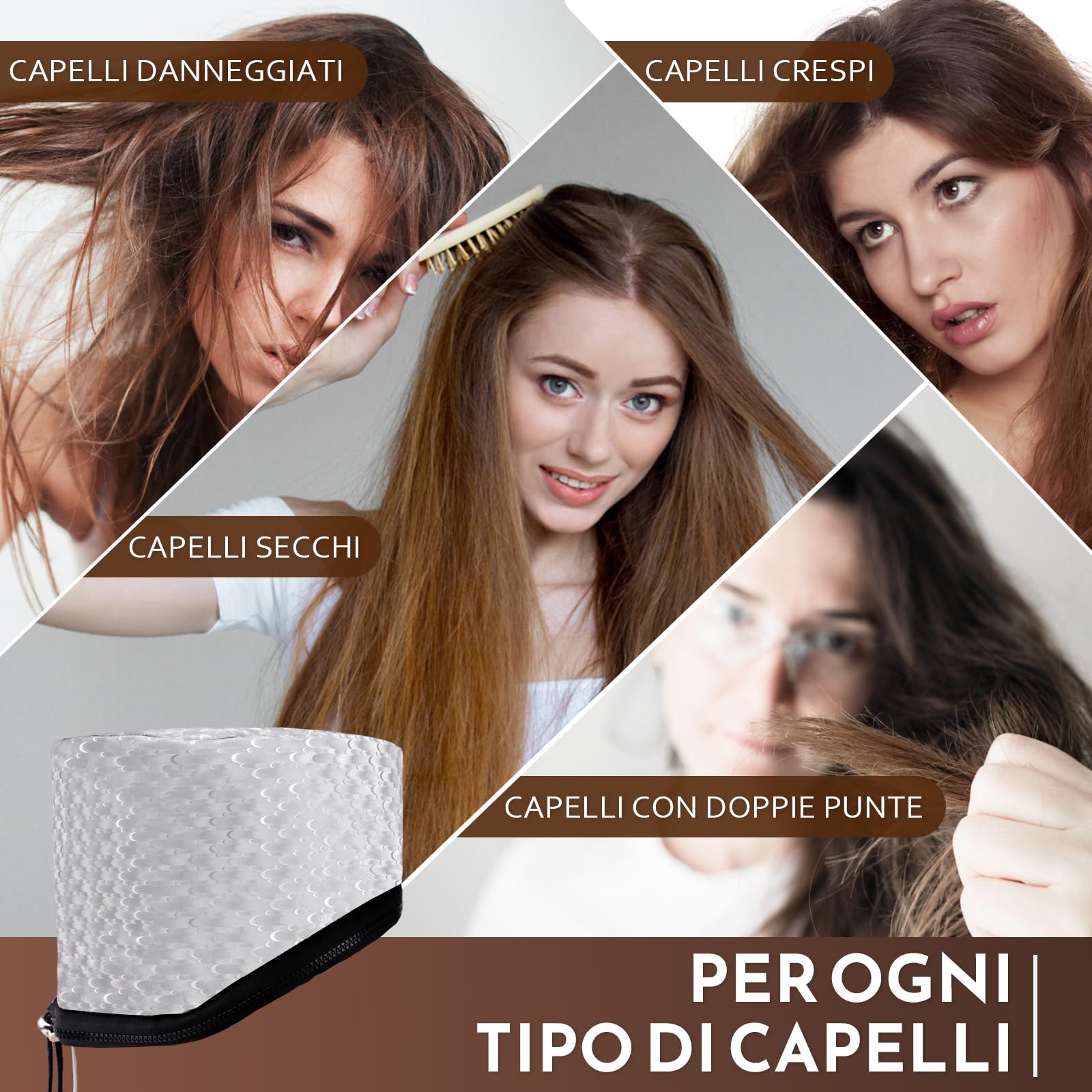 DEWEL Cuffia Termica per Capelli Henne, 10 Livelli di Temperatura Regolabili della Cuffia Termica per Capelli, Può Essere Utilizzato per Capelli Danneggiati, Crespo, Doppie Punte