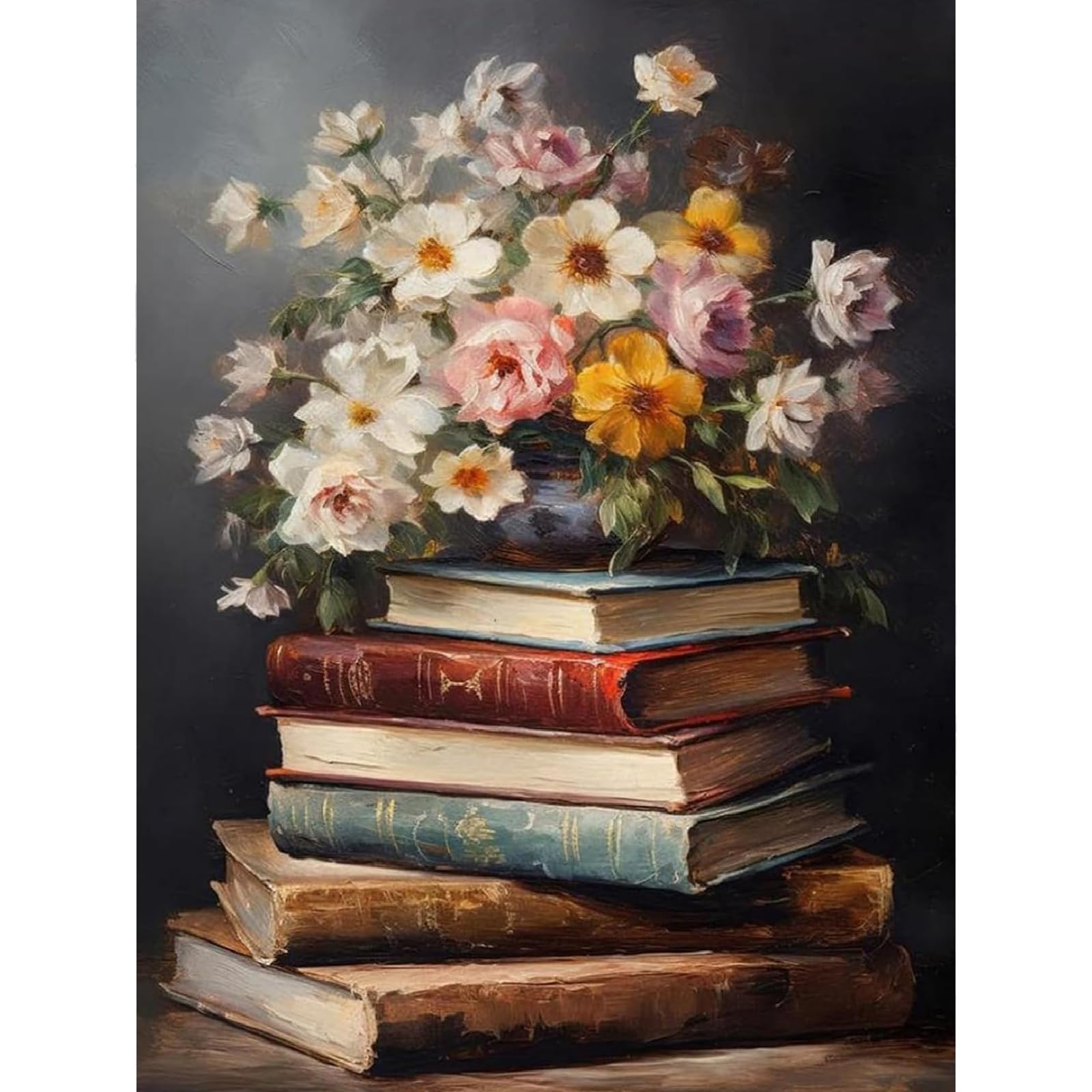Jakener Paint By Numbers-Flower Book-1222 Paint By Numbers For Adults, Retro Flower Painting By Numbers For Adults Canvas Kits, Adult Paint By Numbers Kits Without Frame, Diy Acrylic Oil Painting For Home Wall Decor 12X16 Inch