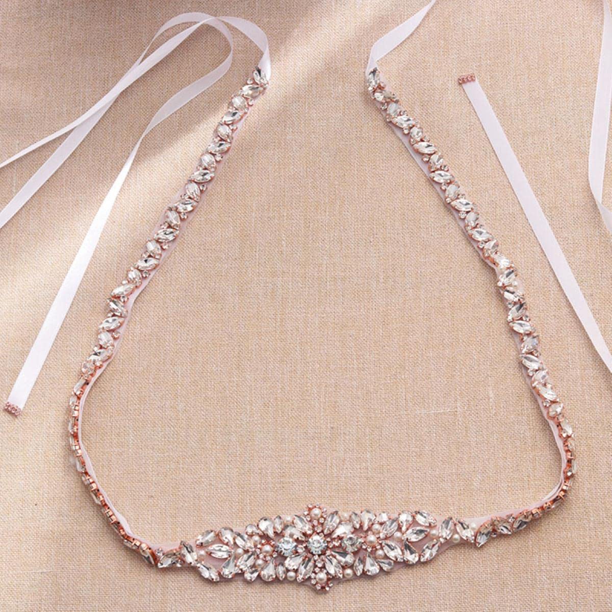 Strass Hochzeit Gürtel Handgemachte Perlen Braut Schärpe Rose Gold Kristall Braut Schärpe Gürtel Für Hochzeit Abendkleid JK858