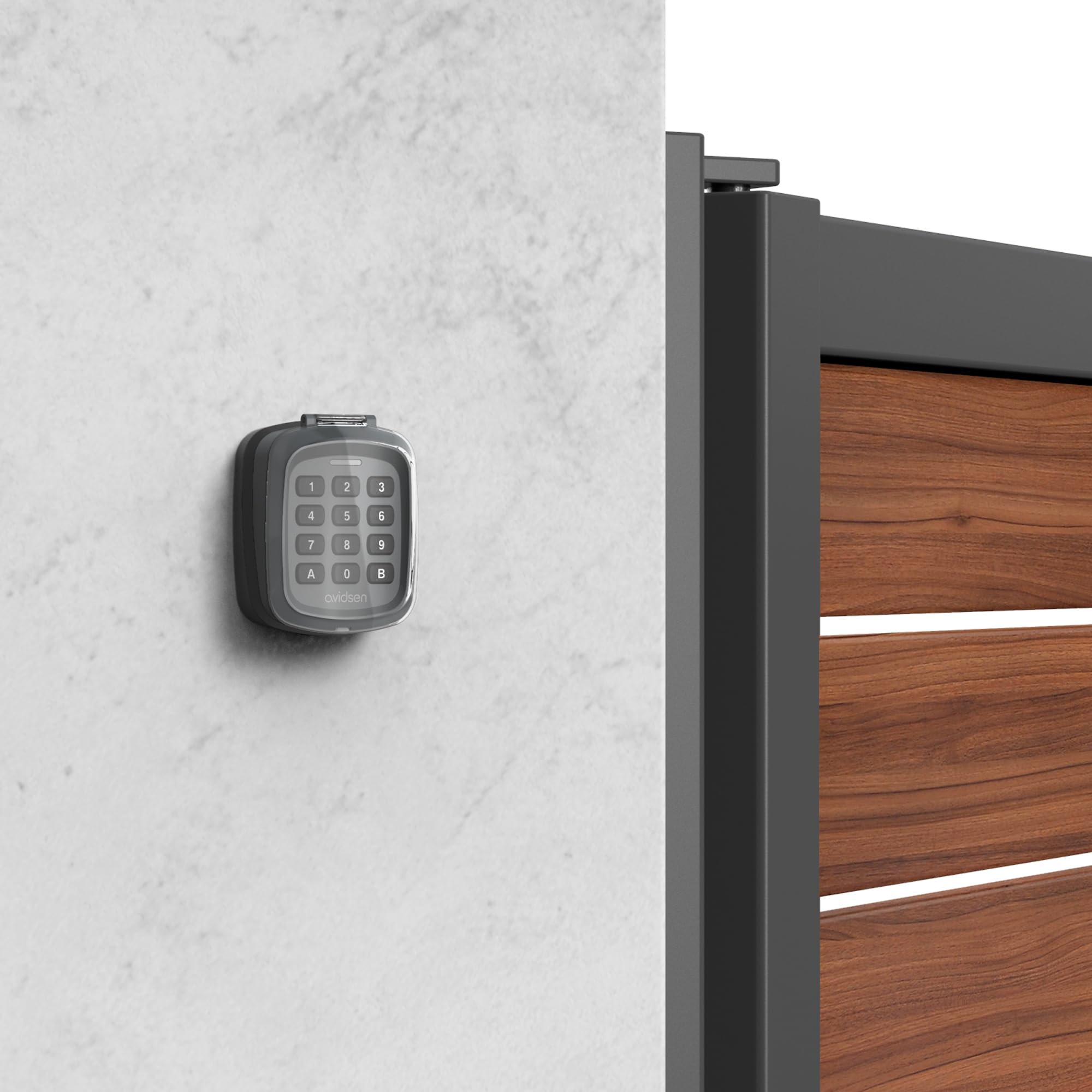 Avidsen Teclado Inalámbrico para Puertas de Garaje y Cancelas con Código | 10 códigos de 4 dígitos, alcance 80 m, 433,92 MHz, IP44, -20 °C a 55 °C, 2 pilas AAA incluidas y apertura total o peatonal.