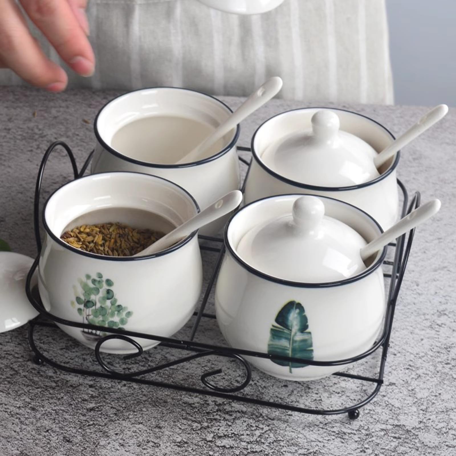 Gewürzdosen-Set Für Gewürze, Gewürzdosen-Set Für Die Küche, Salz, Zucker, Haushaltsgewürzbox, Dosen-Set Für Zuhause Und Küche,White-One Size