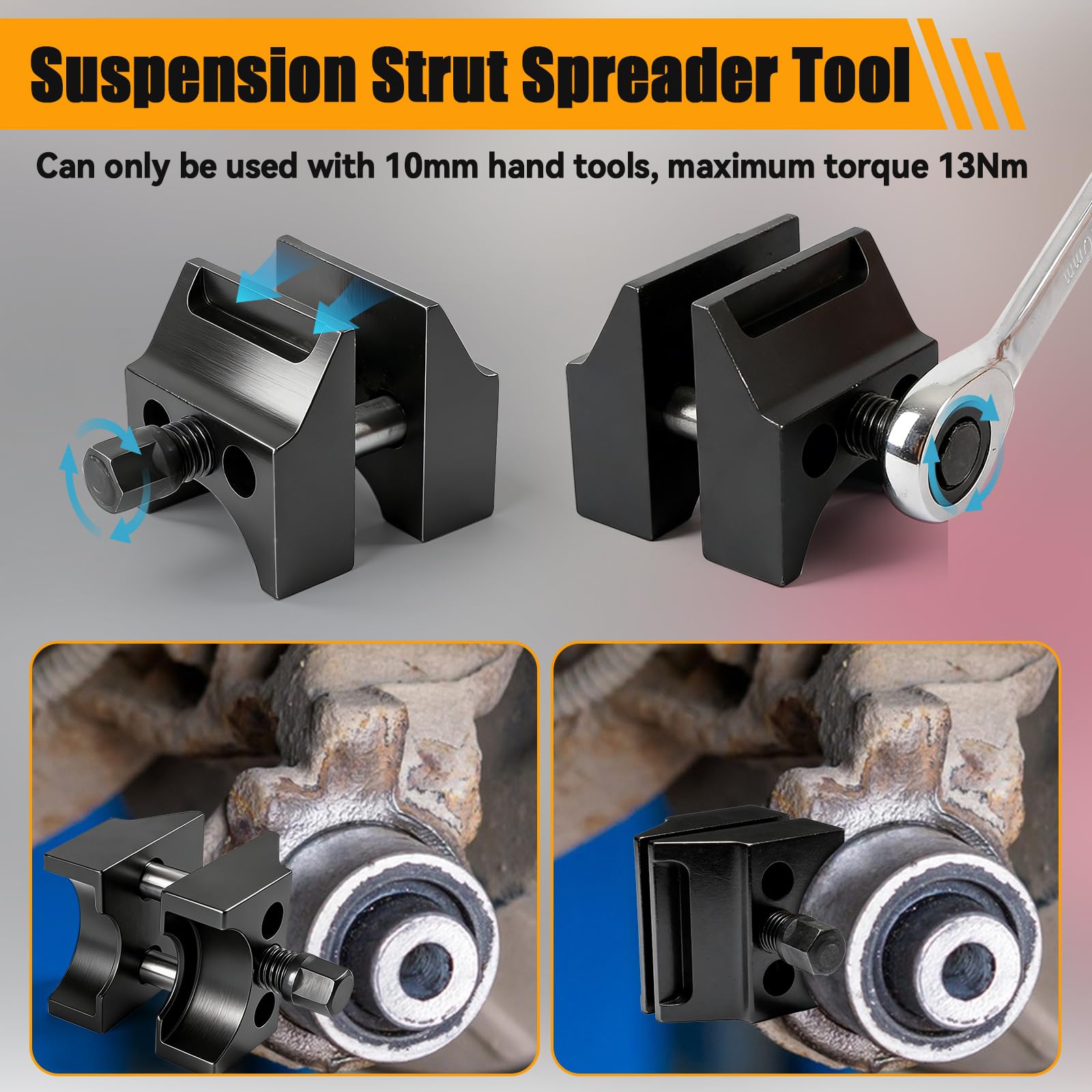 Lot de 8 écarteurs de jambe de suspension, écarteurs de jambe de suspension avec moyeu divisé avec gants et clé à molette pour réparation de jambe de suspension et amortisseur, pour voitures, SUV et