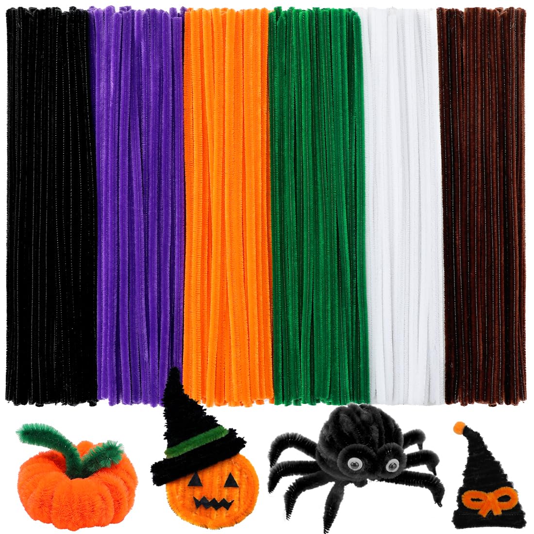 Iooleem 200pcs Halloween Pipe Cleaners, Chenille Stems, Pipe Cleaners for Crafts, Pipe Cleaner Crafts, Art and Craft Supplies.