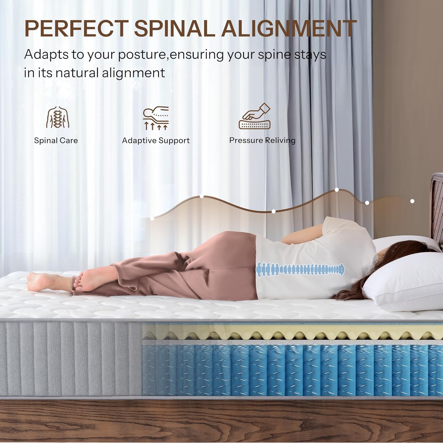 Hybrid Queen Mattress 10 Inch – Made in USA Medium Feel Queen Bed Mattress with Pocketed Coils & Cooling Gel Memory Foam, Reinforced Edge Support, CertiPUR-US Certified, Bed in a Box, SE-10-Q