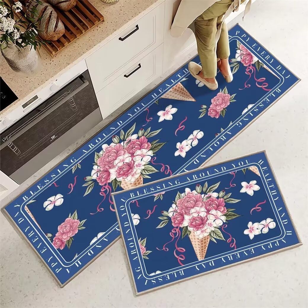 Tapis bleu 140x200cm moquette de bureau et chambre fille à motif floral