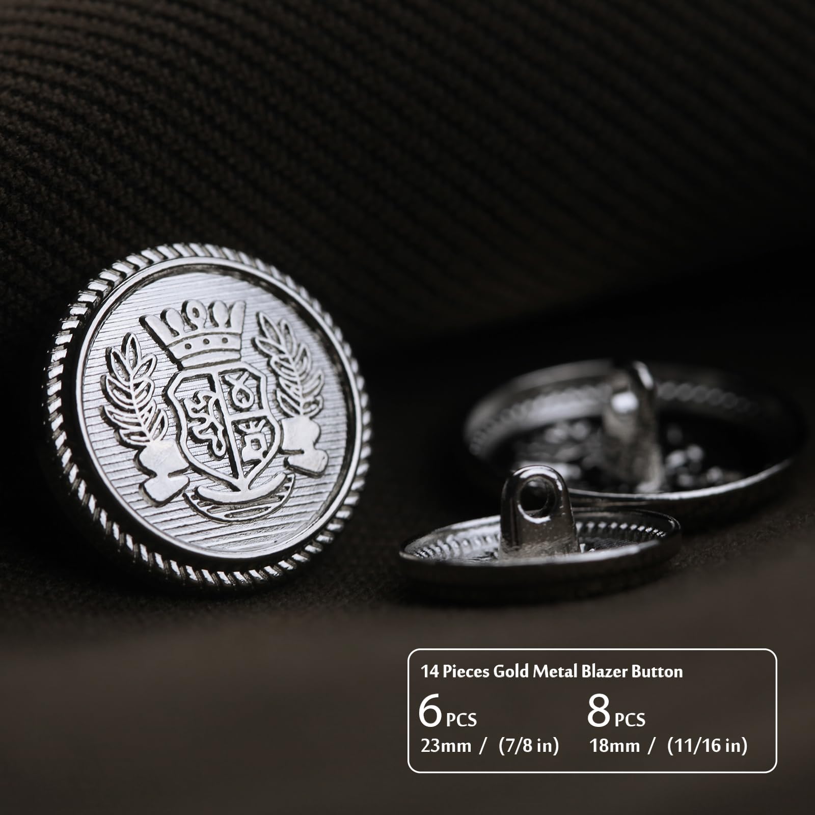 14 Boutons Blazer Métal Argenté Vintage – 18-23mm, Pour Costume Homme/femme