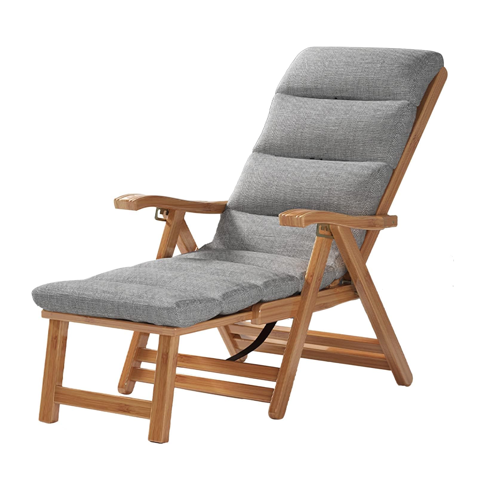 SCGSJZH Liegestuhl Outdoor Klappbar, Bambus Garten Sonnenliege, Holz  Relaxsessel mit Dehnbarer Fusttze Leisure Siesta Sessel fr Terrasse  Balkon mit Kissen (Holzfarbe) : Amazon.de: Garten