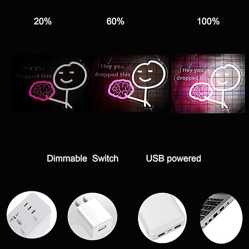 Miniatura 2 de Letrero de neón LED de cerebro divertido con texto en inglés You Drop This Neon Light para decoración de habitación de hombre, decoración de