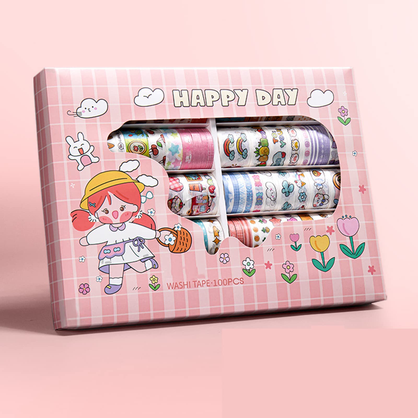 Washi Tape, 100 Rollos De Cinta Adhesiva Decorativa Washi Tape, para DIY Manualidades, Revistas, Planificadores, Tarjetas, Scrapbook,Calendario, Diario De La Biblia Y Envoltura De Regalos,A