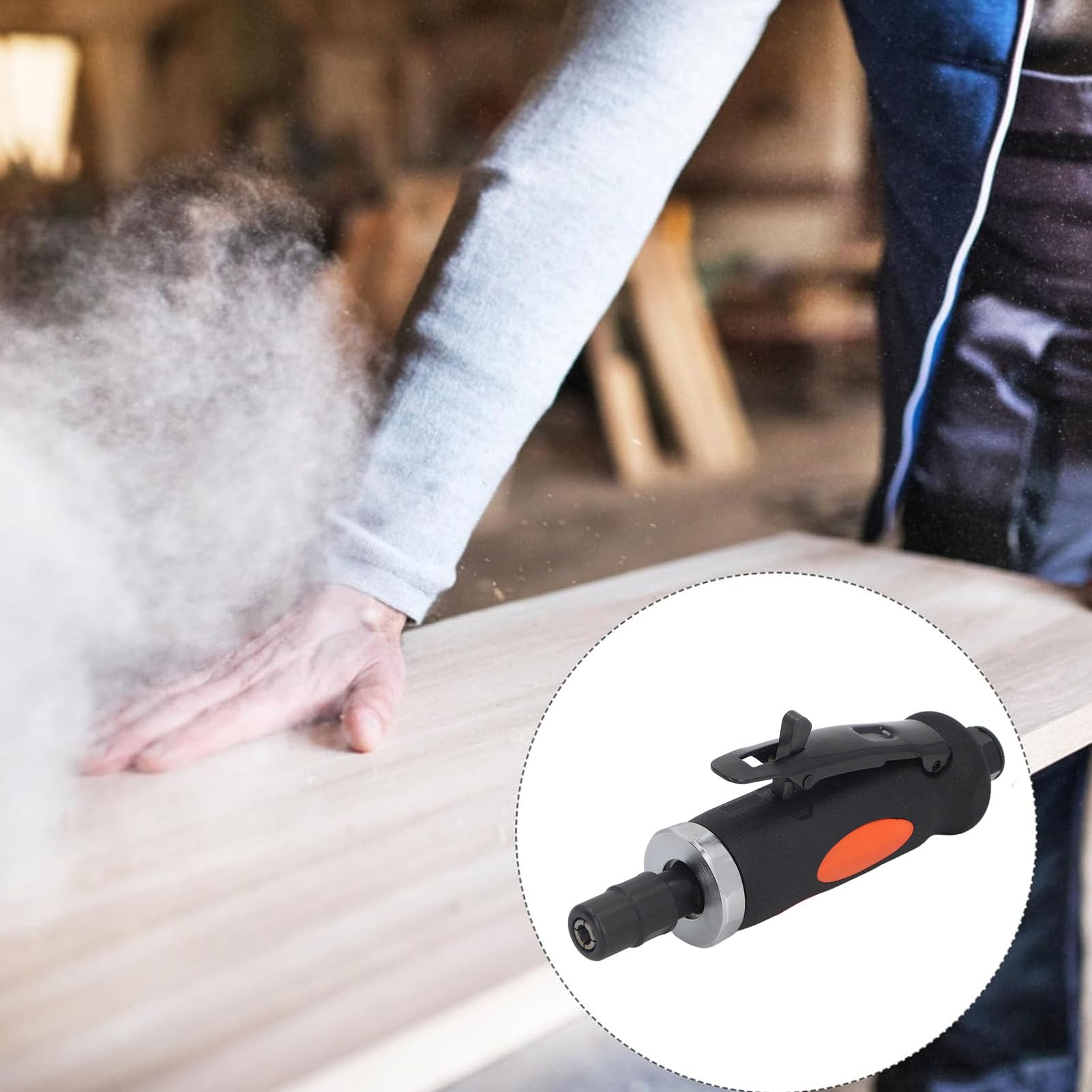 Amoladora Neumática, Amoladora Recta de Aire de 22000 RPM con Entrada de Aire de 1/4 de Pulgada, Rectificadora Neumática de Agarre Ergonómico para Pulido de Grabado de Moldes